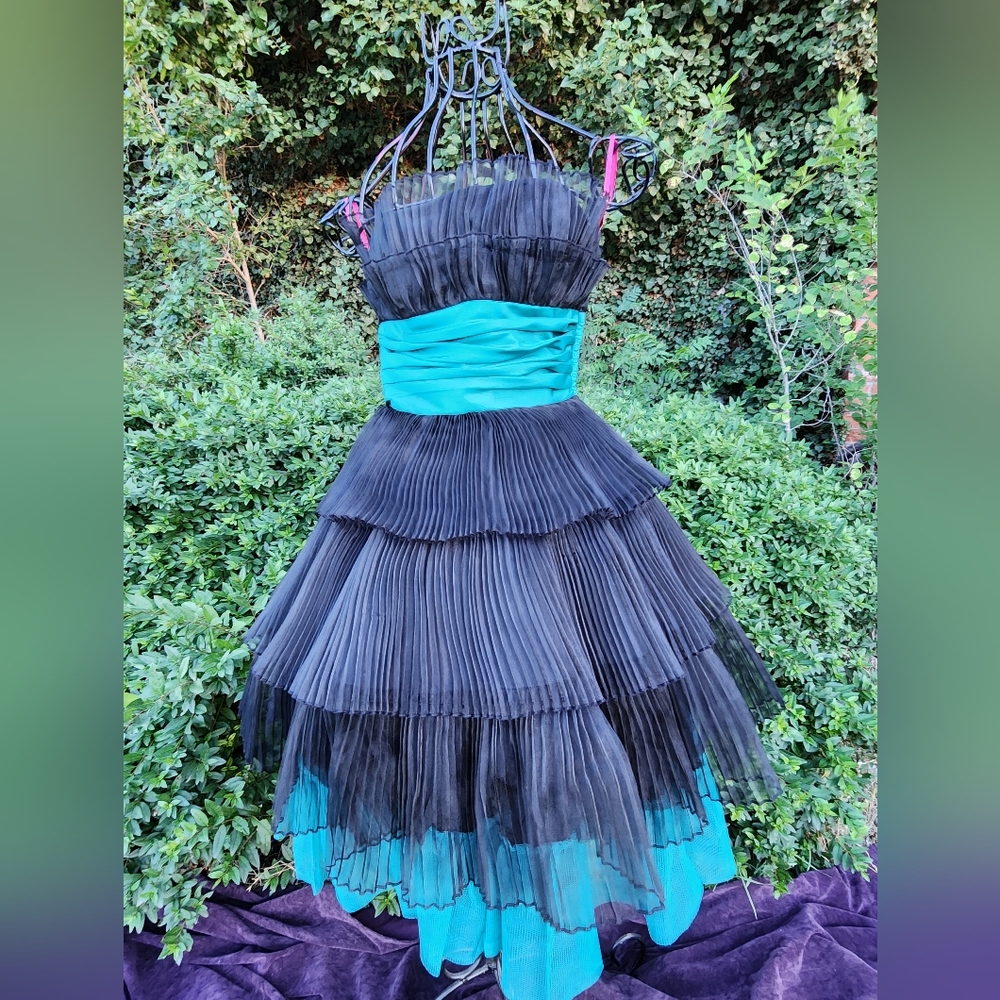 Betsey Johnson black and teal party dress